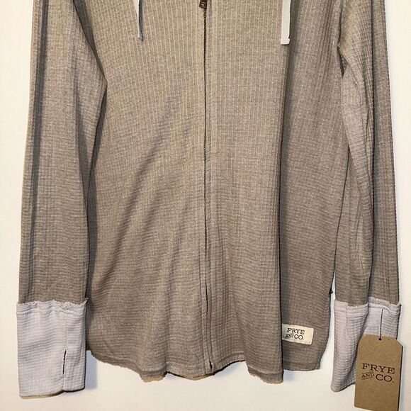 Frye Womens Gray Lightweight Textured Zip Up Hoodie Size Medium NWT - Picture 2 of 10